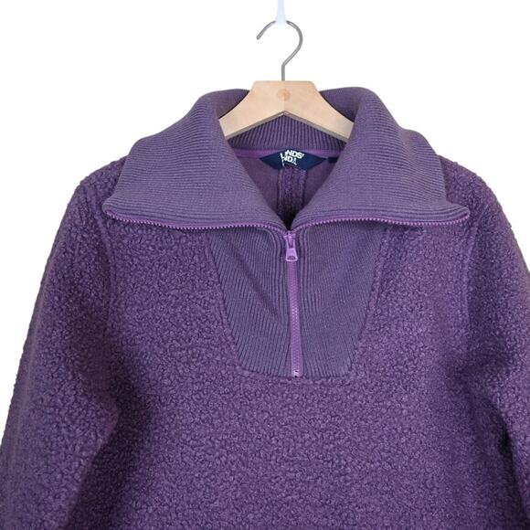 Lands' End Women's M Purple Quarter Zip Mock Neck Sherpa Pullover - Picture 3 of 10